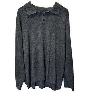 David Taylor Collection Men's Dark Gray Heathered Long Sleeve Polo‎ Sweater 4XL